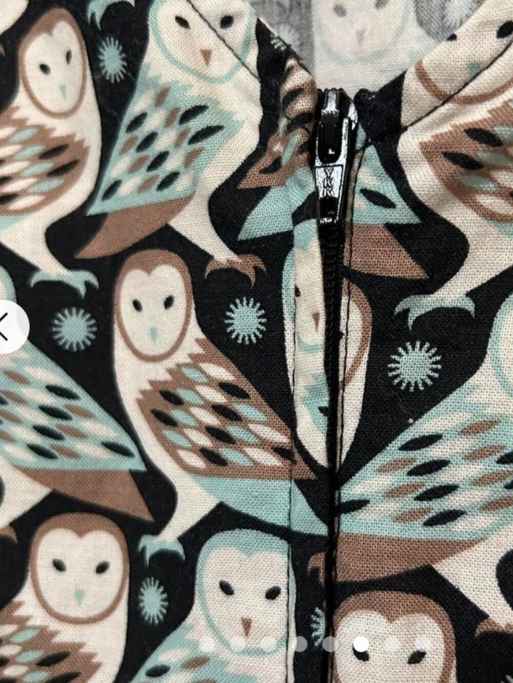 Retrolicious Owl Print Cream, Black & Tan Print Sleeveless Fit-and-Flare Dress - Picture 6 of 8